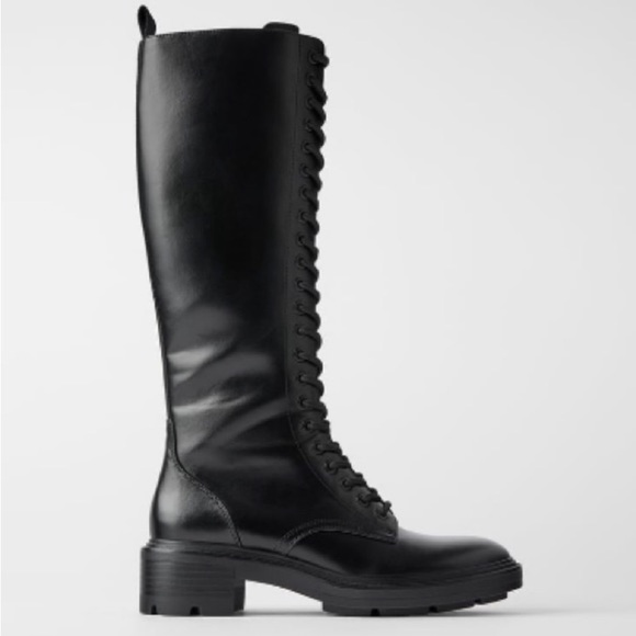 Zara Shoes - Zara Tall Lace Up Combat Boots 6054/001/040